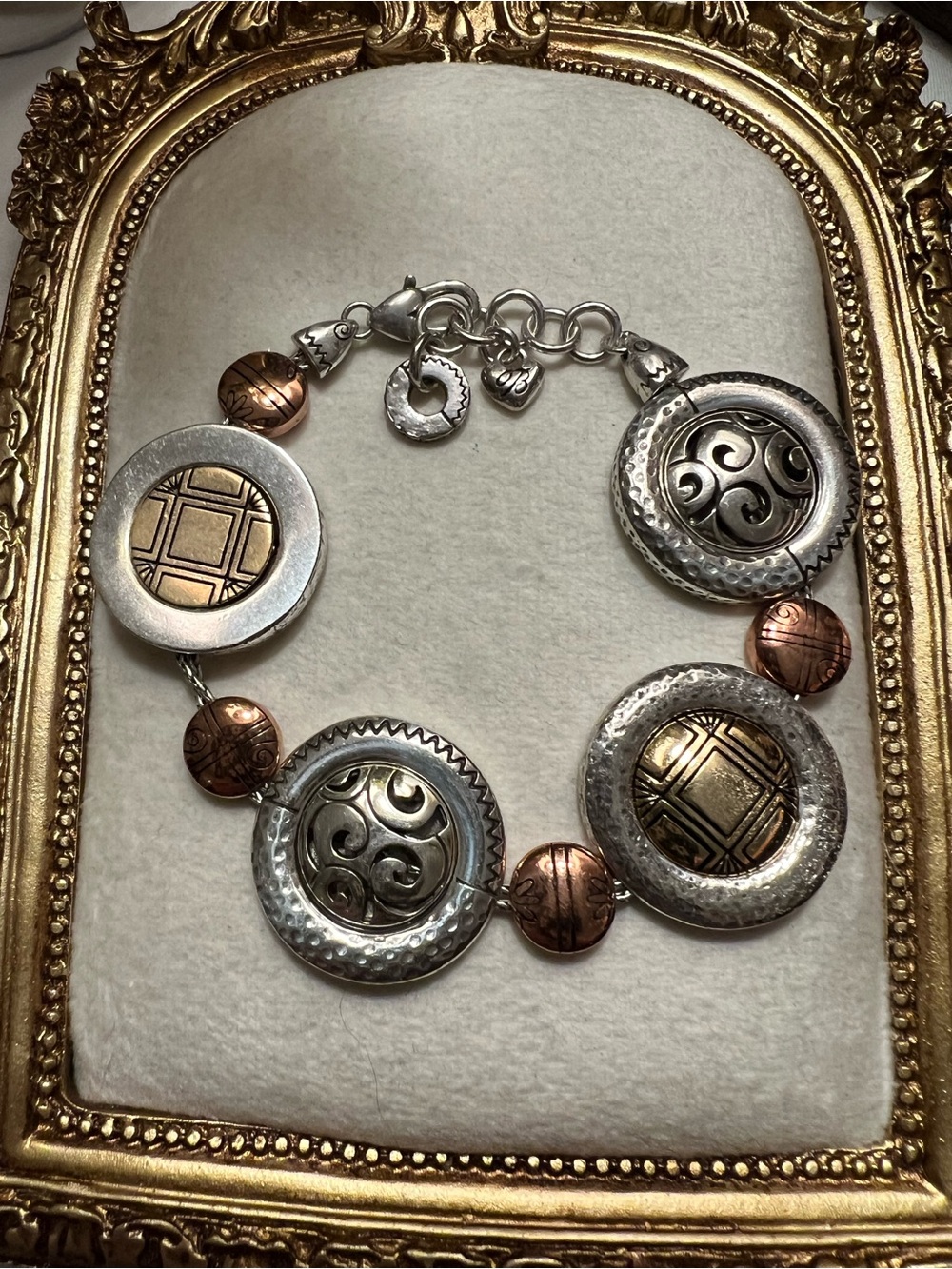 Brighton Mixed Silver and Copper Round Medallion Bracelet